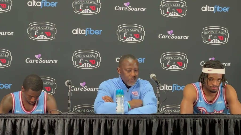 Anthony Grant, DaRon Holmes II & Kobe Elvis discuss Dayton Flyers 82-68 win over Cincinnati Bearcats