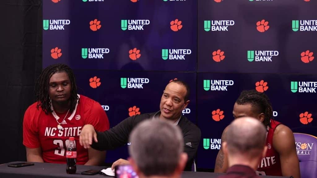 Head Coach Kevin Keatts and DJ Burns and DJ Horne post game press conference after win at Clemson - HQZ Head Coach Kevin Keatts and DJ Burns and DJ Horne post game press conference after win at Clemson