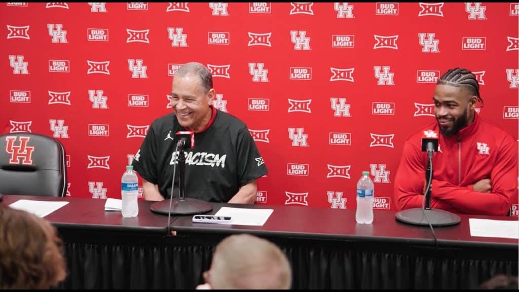 Houston Head Coach Kelvin Sampson and senior point guard Jamal Shead discuss the Cougars' Big 12 win over Oklahoma State