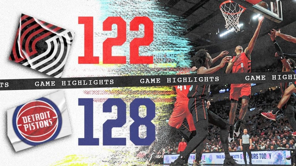 Portland Trail Blazers 122, Detroit Pistons 128 - HQZ Portland Trail Blazers 122, Detroit Pistons 128