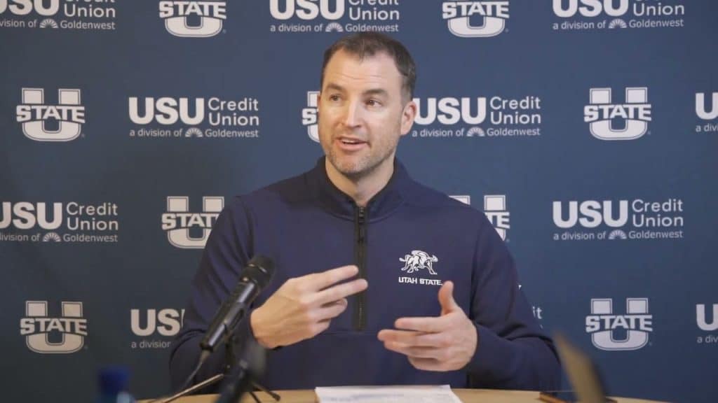 Utah State coach Danny Sprinkle vs Wyoming Postgame
