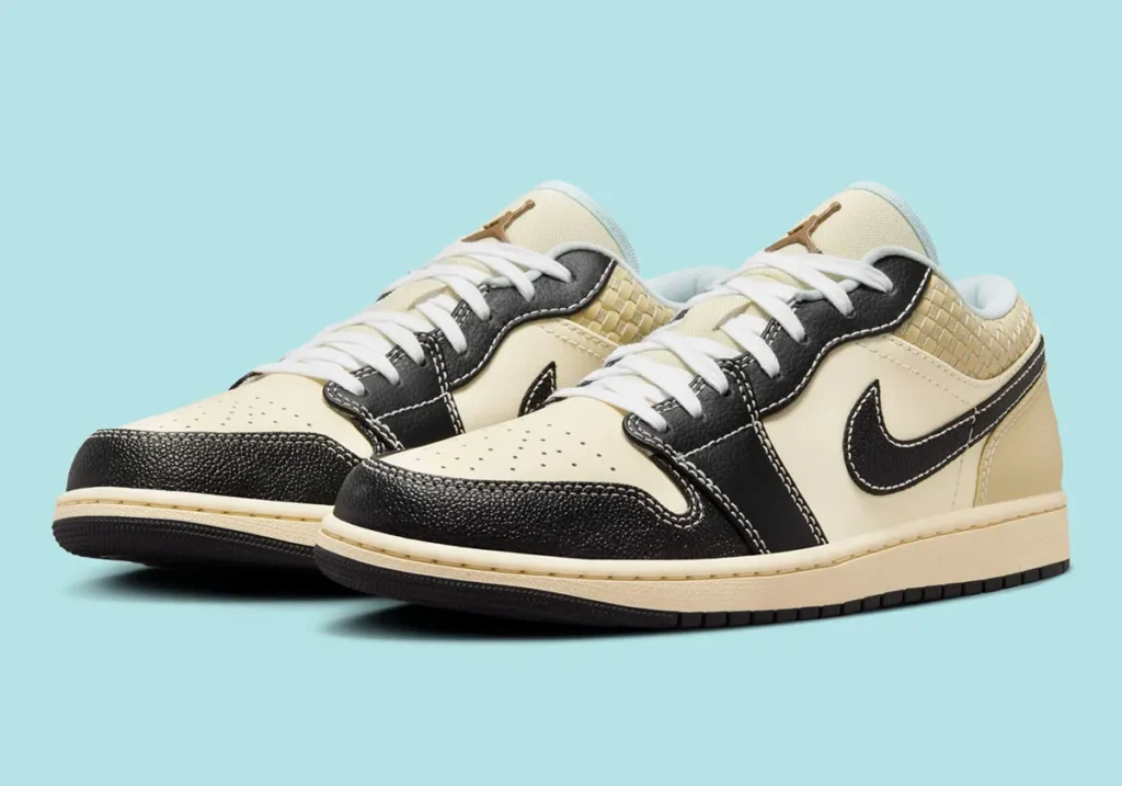 air-jordan-1-low-se-coconut-milk-black-muslin-team-gold-glacier-blue-hq3437-101-1 - HQZ