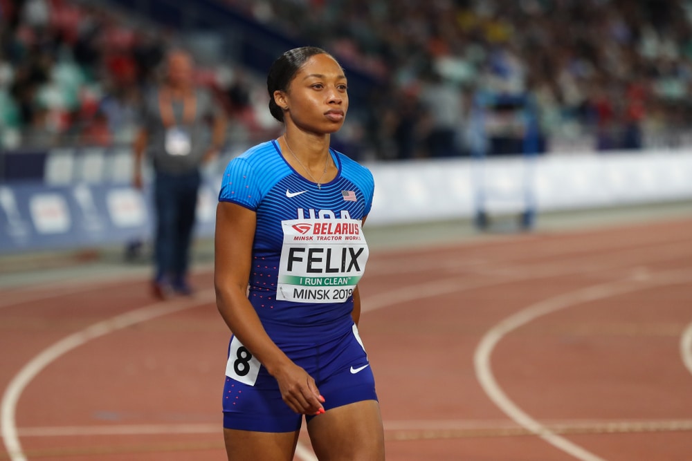 Allyson Felix - HQZ American runner Allyson Felix at the Europe v USA Minsk meet in 2019. (Shutterstock)