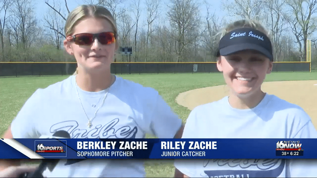 Riley Zache and Berkley Zache of the Saint Joe softball team