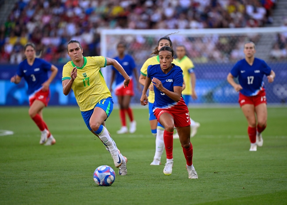 Paris-FranceAugust102024-Paris2024Olympic - HQZ PARIS - FRANCE, August 10, 2024 - Paris 2024 Olympic Games, the Women's Football match between the Brazil and United States teams at the PARC de PRINCES stadium