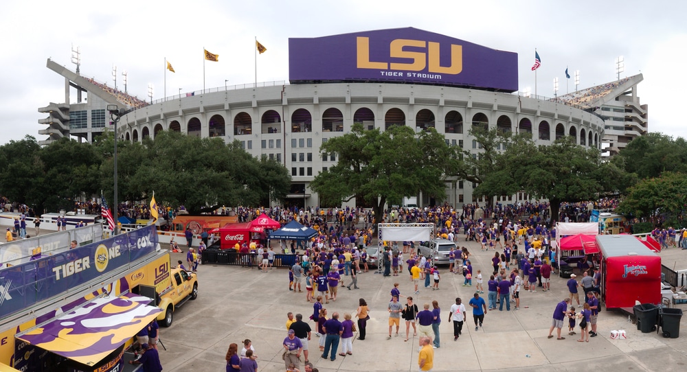 Baton Rouge, Louisiana, USA - 2018: Tiger Stadium at Louisiana State University during an american football match.