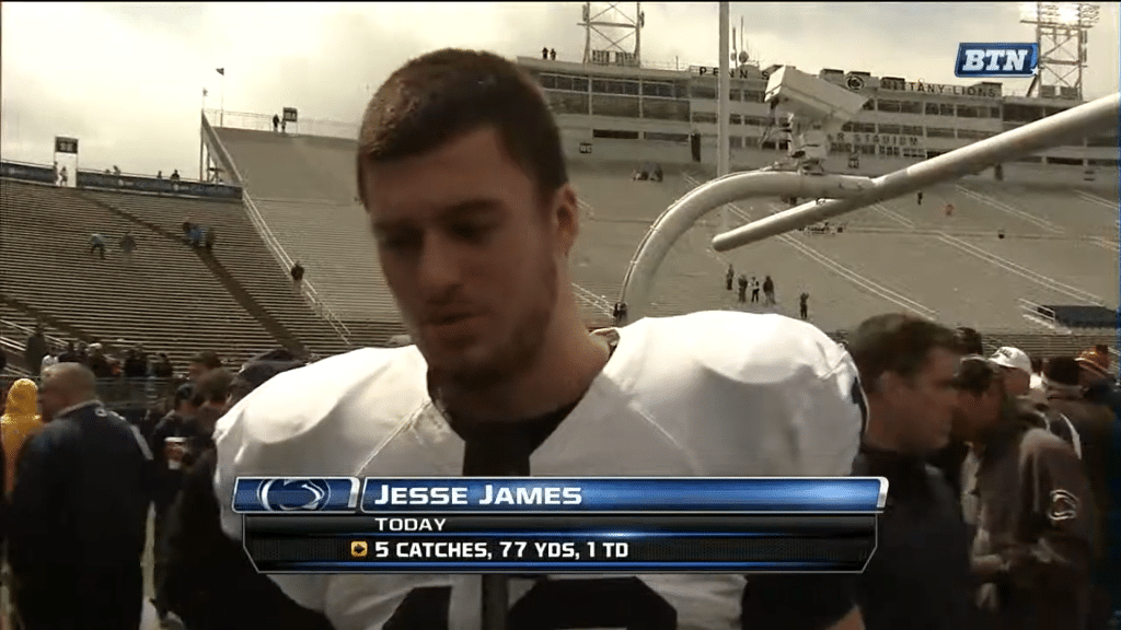 Jesse James talks with BTN after the Nittany Lion spring game scrimmage