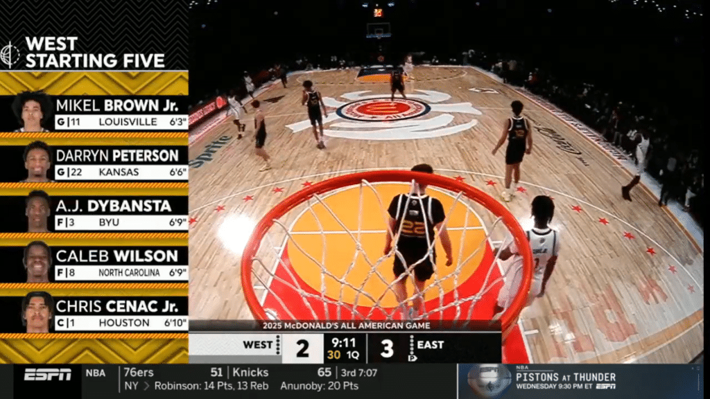 Team West vs Team East at 2025 McDonalds All American Basketball Game